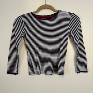 Boden Kids Long‎ Sleeve Striped Cotton Top Shirt Size 7-8Y Blue White